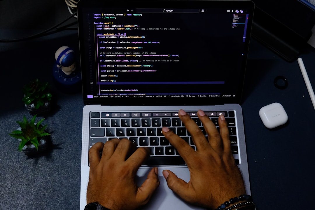 A developer using a terminal at a tidy workspace