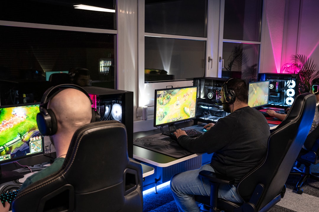 Gaming monitor showing DLSS settings and frame stability monitor while a player compares game support lists