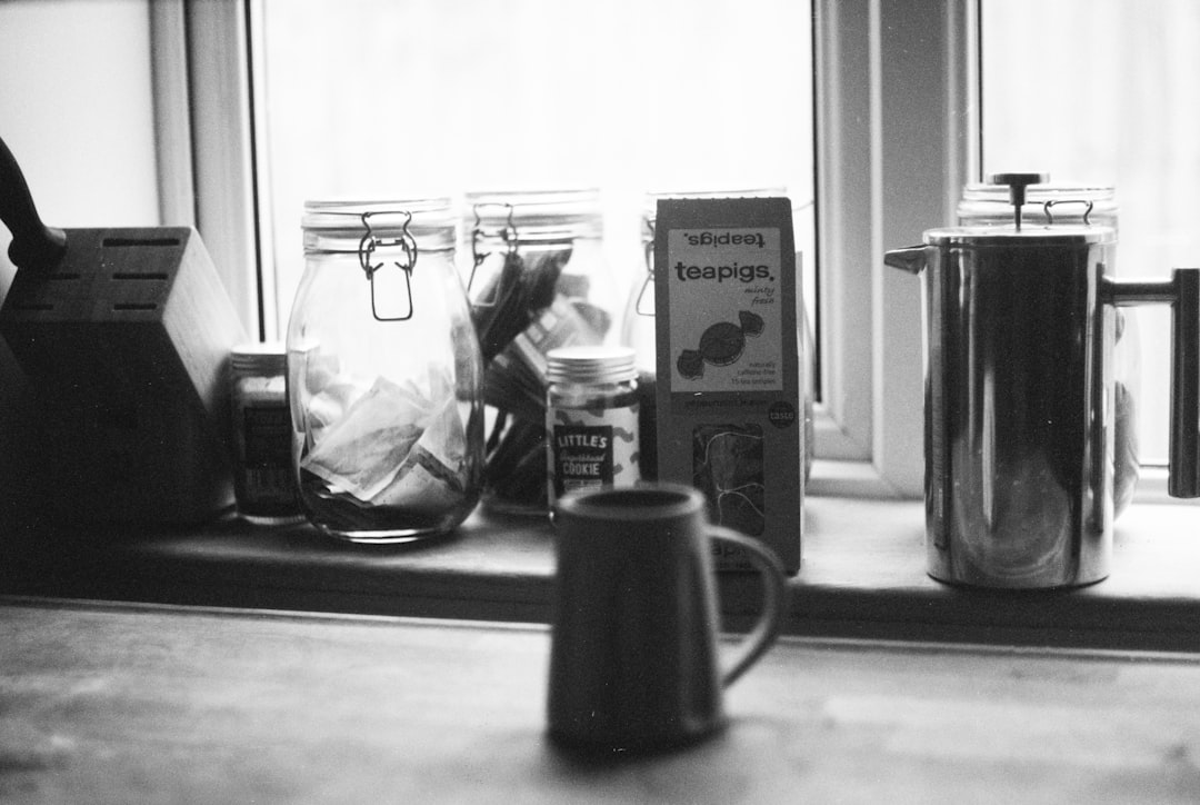 Compact counter setup for tea and hot cocoa serving on one small kitchen station